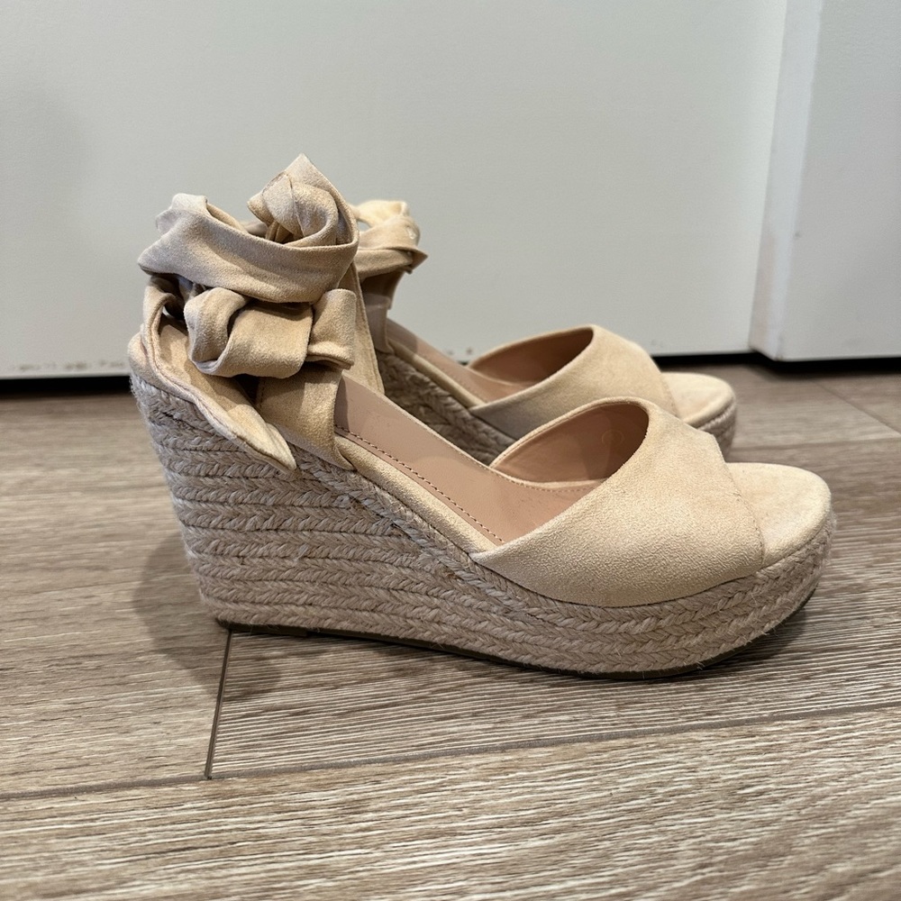 Brand new, never worn lace up wedge sandals